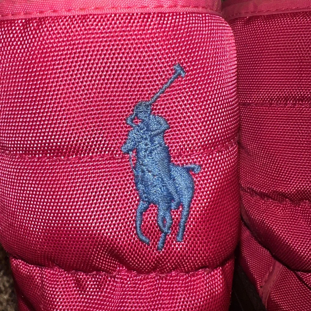 Kids Polo Ralph Lauren Pink Puffer Snow Boots Blue Pony Logo 4.5 Children Girl's